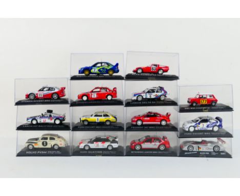 DeAgostini - 14 boxed diecast 1:43 scale model cars from the DeAgostini 'Rally Car Collection'. Lot includes Audi Quattro San