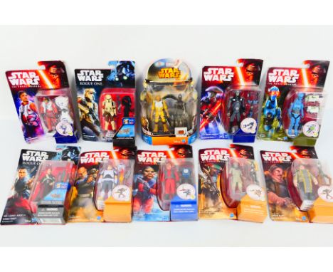 Star Wars - Hasbro - Disney - Ten carded Star Wars action figures from various series. Lot includes Star Wars Rogue One Shore