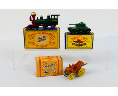 Matchbox - Charbens - Yesteryear - 3 x boxed models, Saladin Armoured Car # 67, Yesteryear Santa Fe Loco # Y-13 and a Charben