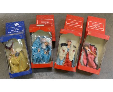 Four Peggy Nisbet costume and portrait dolls, boxed