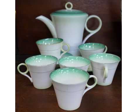 A Shelley six setting coffee service comprising six cups, six saucers and a coffee pot, three cups a/f