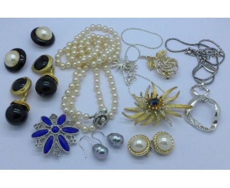 Designer jewellery including Christian Dior earrings, Sara Coventry, etc.