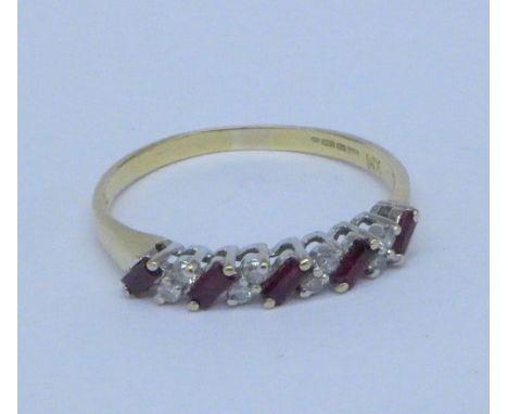 An 18ct gold, ruby and diamond ring, 2.8g, T