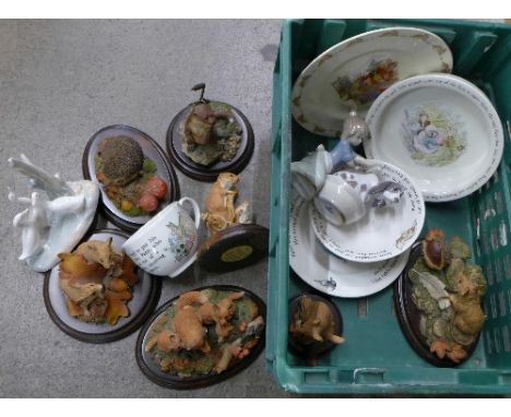 Seven Country Artists figures, some a/f, a Lladro figure of a girl, a Nao figure of geese, a Wedgwood Peter Rabbit cup, sauce