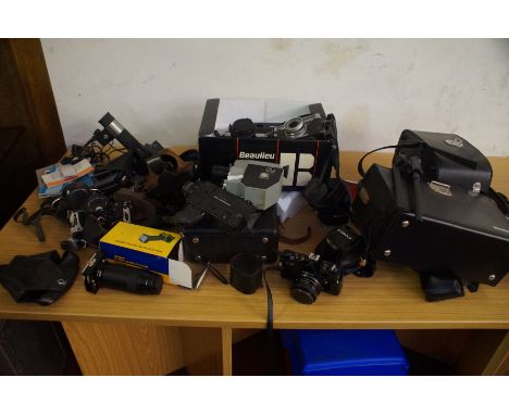 Collection of Photography Equipment and Video Equipment to include Beaulieu 1008XL and 4 Vintage Cannon Cameras