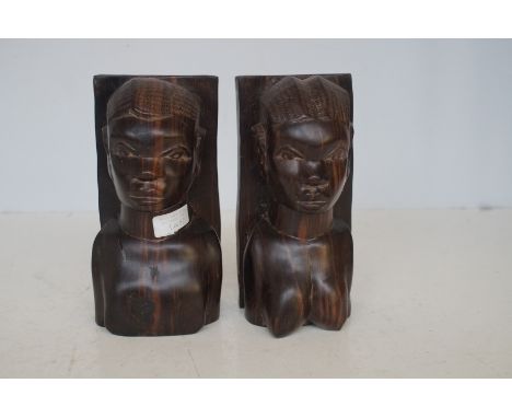 Pair of Carved Hard Wood Figures - 21cm