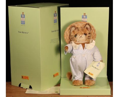 Steiff (Germany) EAN 662126 Beatrix Potter Tom Kitten, trademark 'Steiff' button to ear with red and white tag, paper tag to 