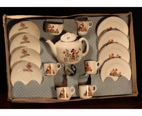 Walt Disney - a 1950's Beswick Disneyland nursery tea set, comprising teapot, sugar bowl, milk jug and four cups, saucers and