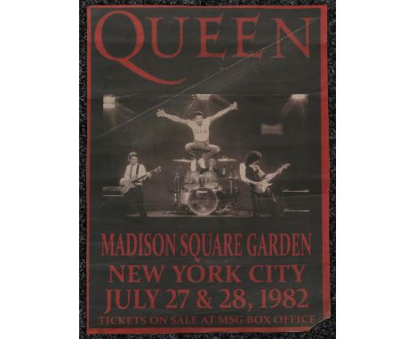 Poster, Music, Rock Music - a Queen rectangular shaped poster, 'QUEEN, MADISON SQUARE GARDEN, NEW YORK CITY, JULY 27 &amp; 28