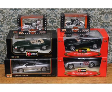 Bburago 1:18 scale Diamond Collection models, comprising Cod.34064 Aston Martin V12 Vanquish, window boxed; Cod.34094 Mercede