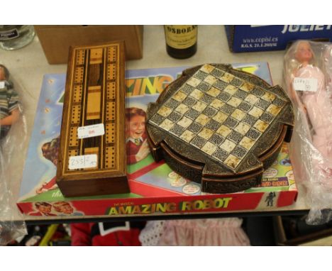 Robot toy, chess and cribbage games