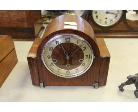Walnut art deco mantel clock