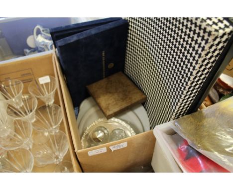 Box of plates, pot, etc