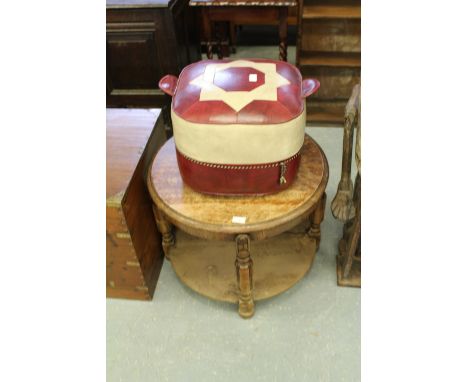 Vintage red and cream Pouffe and coffee table 