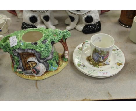 Beatrix Potter tea pot, 2 plates and cup