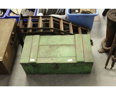 Wooden box of tools and 2 car ramps