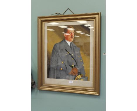 A portrait study of Adolf Hitler, in gouache, unsigned, gilt frame 55cm x 45cm Tear to left centre