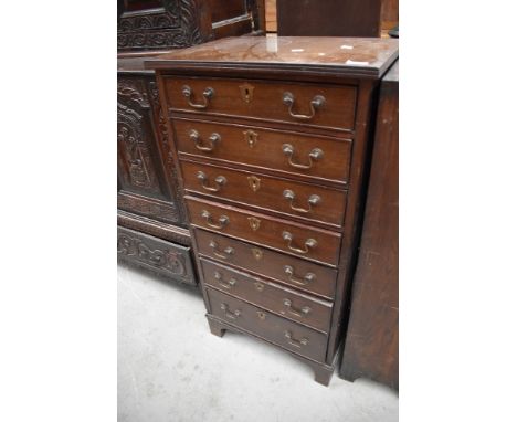 A mahogany narrow chest of 7 drawers, possibly converted from music cabinet, width approx 53cm