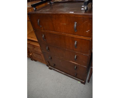 An early 20th Century mahogany bedroom chest of five drawers, width approx. 76cm