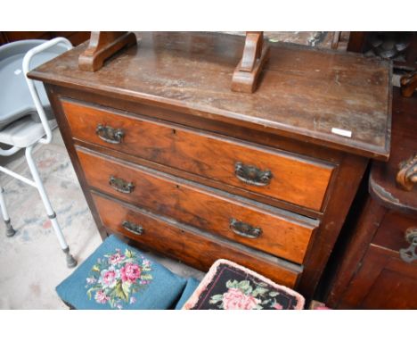A late Victorian bedroom chest three long drawers ,bit shabby but seems sound