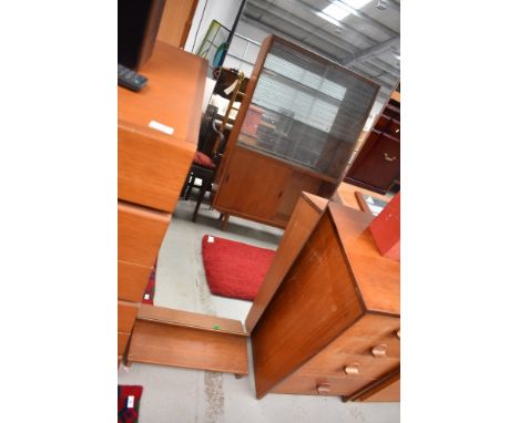 A vintage frameless full length mirror, having teak base and frame, height approx 137cm