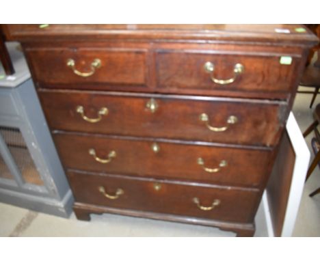 A Georgian oak chest of two short over three long drawers on bracket feet, nice size, dimensions approx. 93cm D50cm H103cm, l
