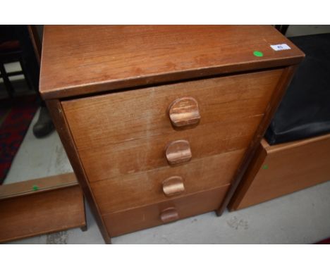 A vintage teak or sapele four drawer bedside or similar chest, width approx. 44cm