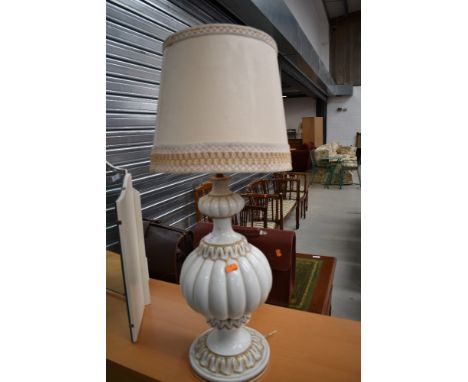 A vintage ceramic gilt decorated lamp of gourd form , lamp height approx.48cm