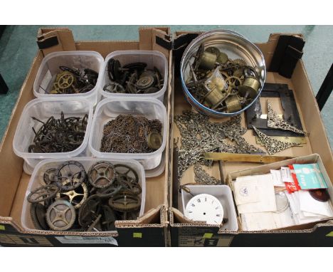 Two boxes of clock parts 