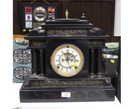 Black slate mantle clock