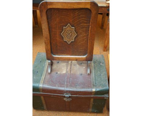 Vintage tin trunk &amp; wooden fire screen 