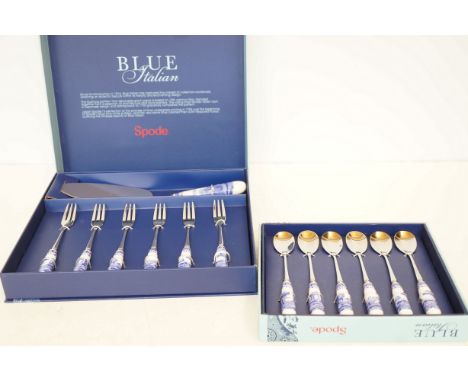 Blue Italian by Spode Box of spoons &amp; cake fork &amp; slide boxed 