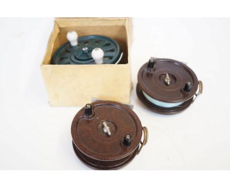 3x Vintage fishing reels - Paramount light weight fishing reel &amp; 2 Allcock 