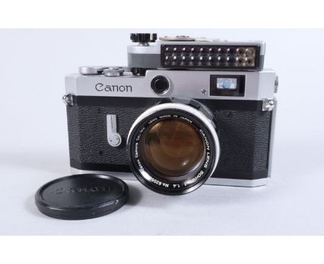 A Canon P Rangefinder Camera, serial no 747217, shutter working, selftimer working, viewfinder clear, rangefinder functions, 