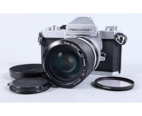 A Nikon Nikkormat FT3 SLR Camera, chrome, serial no 6043413, shutter working, meter responsive, body G, small ding to front o