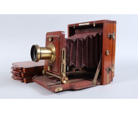 A Lancaster Instantograph Mahogany Field Camera, 6½ x 4¾in, maker's plate J. LANCASTER &amp; SON BIRMINGHAM, nameplate  The '