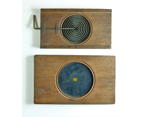 Mahogany-Mounted Hand-Painted Astronomical Magic Lantern Slides,  ink inscription 'No. 13 The Seasons' and rackwork 'No. 11 T