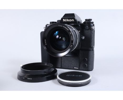 A Nikon F3 SLR Camera, black, serial no 1274049, shutter working, meter working, self timer working, body G-VG, invisible/ult