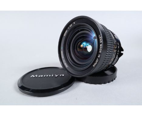 A Mamiya Sekor C 35mm f/3.5 N Lens, 645, 645 pro mount, serial no 106202, barrel G, some light wear to filter ring, paint wea