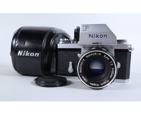 A Nikon F Photomic T SLR Camera, chrome, serial no 6953334, shutter sometimes sluggish/stutters on the one second, meter unte