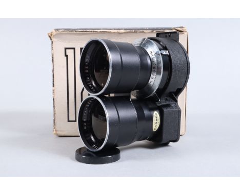 A Mamiya-Sekor 18 cm f/4.5 TLR Lens Pair, for Mamiya C TLR cameras, barrels G-VG, elements F, haze and fungus in both lenses,