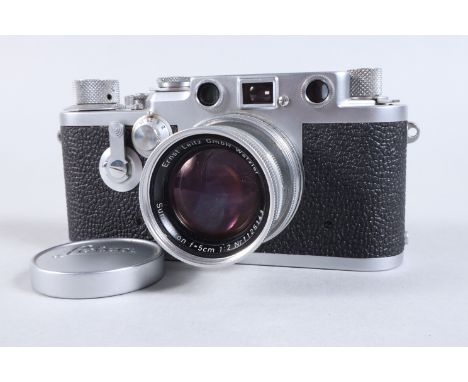 A Leitz Wetzlar Leica IIIf Camera, self timer variation, serial no 691 131, 1954, shutter erratic, sluggish, sticking, workin