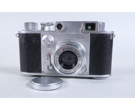 A Minolta 35 Model II Rangefinder Camera, serial no 38136, shutter working, self timer working, body G-VG, with Chiyoko C Sup