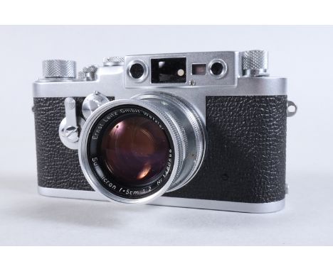 A Leica IIIg Camera, Leitz Wetzlar, serial no 848 834, 1956, shutter working, viewfinder clear, rangefinder working, self tim