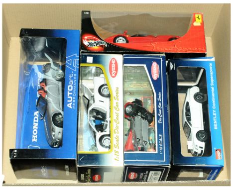 Kyosho, Auto Art, MZ &amp; Hot Wheels a boxed group to include Kyosho Caterham Super Seven (Red), Auto Art 73212 Honda S2000 