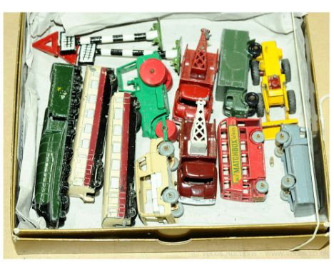 Dinky &amp; Matchbox a group of unboxed vehicles. To include Dinky streamlined train plus 2x coaches, Matchbox Thames Trader 