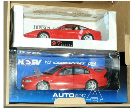 UT Models &amp; Auto Art a boxed 1/18 scale pair to include 180 076020 Ferrari 550 Maranello 1996 (Red) &amp; HSV VT2 Clubspo