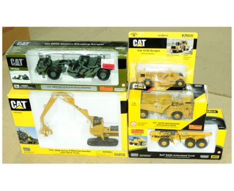 Norscot a boxed Construction related group to include 55080 Cat 345B Series II Material Handler with Work Tools, 55112 Cat 62