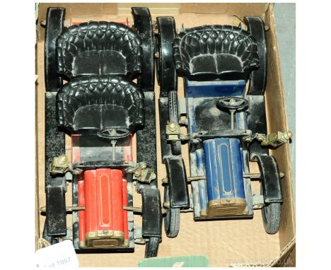 Limited Edition of Ipswich pair of unboxed large scale vintage cars. open top, four-seater, red &amp; black; open top, two-se