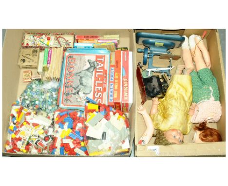 A mixed group to include Vulcan Sowing Machine, Mamod Engine, Card Games, 2x Dolls, Board Games plus others. See Photo. Condi